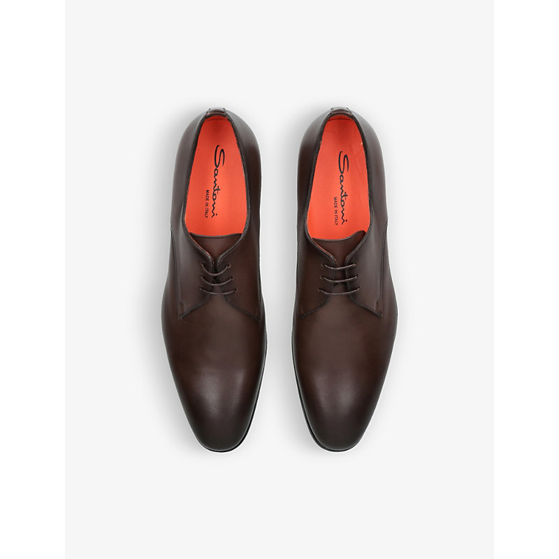 Shop Santoni Men's Tan Simon Leather Oxford Shoes