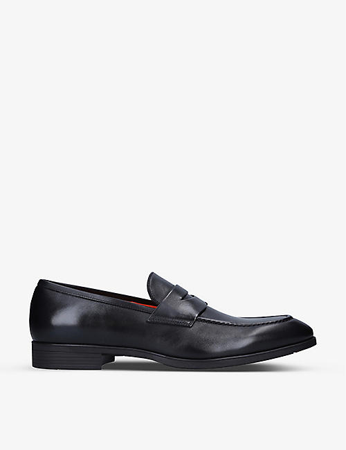 SANTONI: Simon leather penny loafers
