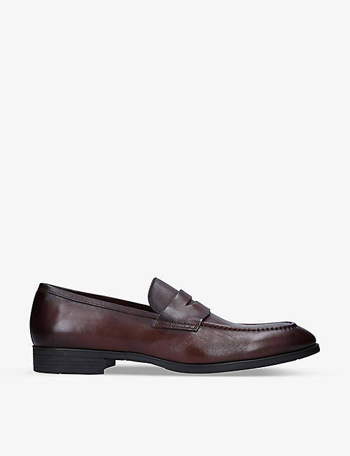SANTONI: Simon leather penny loafer