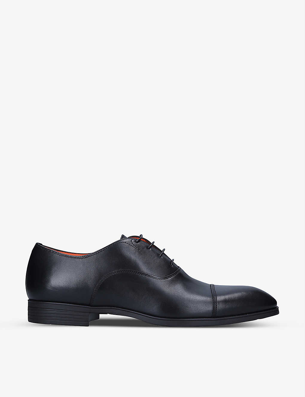 Shop Santoni Mens Black Simon Leather Oxford Shoes