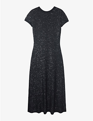 THE WHITE COMPANY: Scoop-back sequin-embellished wool-blend maxi dress