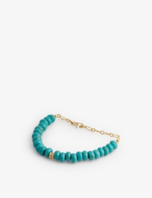 ANNI LU ANNI LU WOMEN'S GOLD PACIFICO 18CT GOLD-PLATED BRASS, CUBIC ZIRCONIA AND TURQUOISE BRACELET,56196093