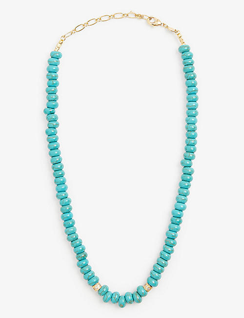 ANNI LU: Pacifico 18ct gold-plated brass, cubic zirconia and turquoise necklace
