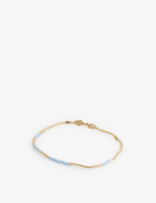 ANNI LU: Asym 18ct yellow gold-plated brass and glass bead bracelet