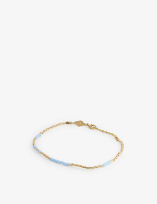 ANNI LU: Asym 18ct yellow gold-plated brass and glass bead bracelet