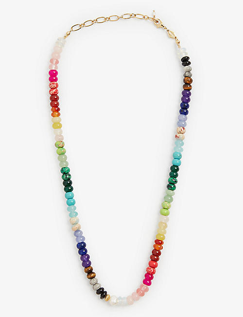 ANNI LU: Iris 18ct yellow gold-plated brass, freshwater pearl and gemstone bead necklace