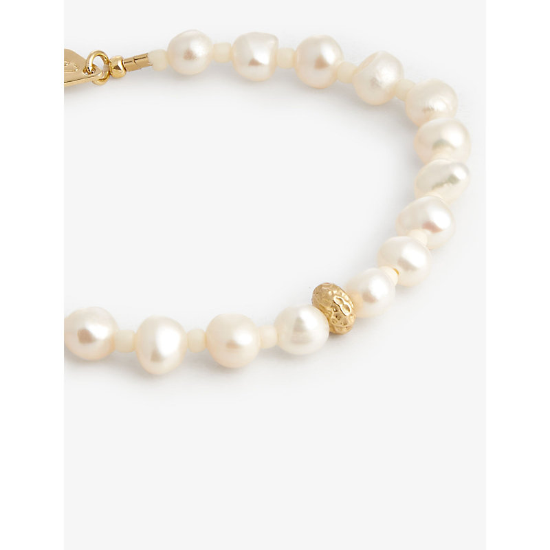 Shop Anni Lu Women's Gold Stellar 18ct Yellow Gold-plated Brass, Glass Bead And Freshwater Pearl Bracelet