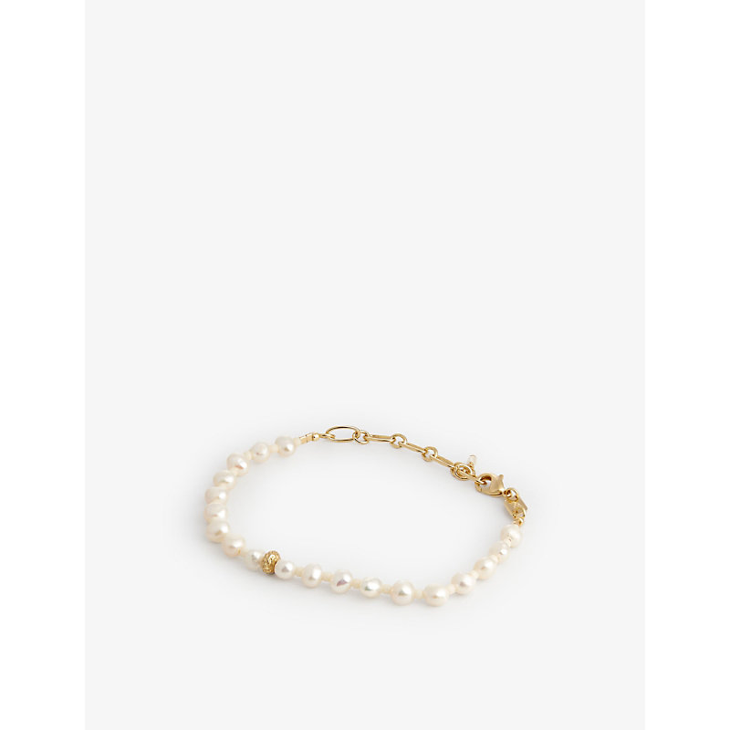 Anni Lu Womens Gold Stellar 18ct Yellow Gold-plated Brass, Glass Bead And Freshwater Pearl Bracelet