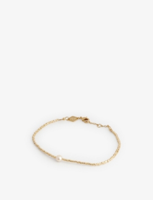 ANNI LU: Pearly 18ct gold-plated brass bracelet