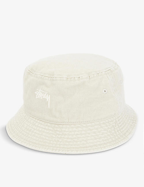 STUSSY: Logo-embroidered cotton bucket hat