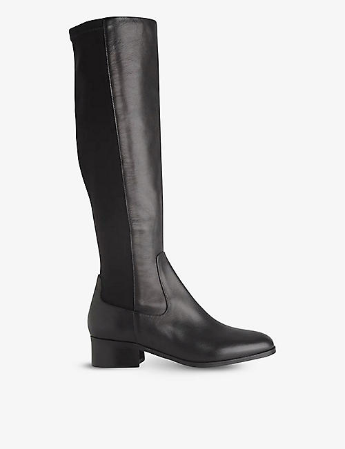 LK BENNETT: Bella stretch-panel knee-high leather boots
