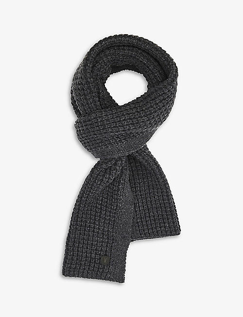 ALLSAINTS: Nevada brand-patch recycled-acrylic blend scarf