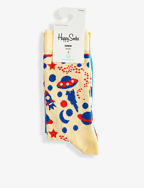HAPPY SOCKS: Into Space pack of two cotton-blend socks