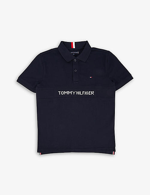TOMMY HILFIGER: Logo-intarsia cotton-piqué polo shirt 4-16 years