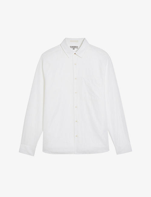 TED BAKER: Remark long-sleeved regular-fit linen and cotton-blend shirt