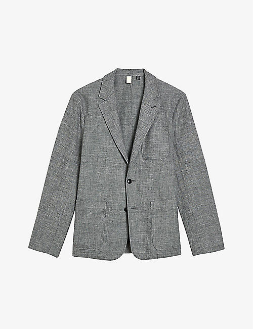 TED BAKER: Single-breasted cotton and linen-blend blazer
