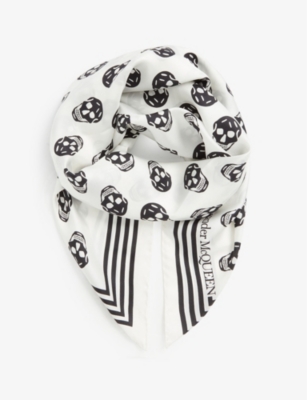 ALEXANDER MCQUEEN: Biker skull-print silk scarf