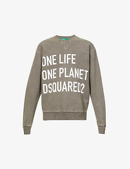 DSQUARED2: One Life Cool slogan-print cotton-jersey jumper