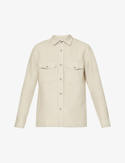 RICHARD JAMES: Utility long-sleeve regular-fit linen shirt