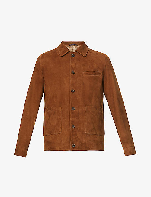 RICHARD JAMES: Spread-collar regular-fit suede jacket