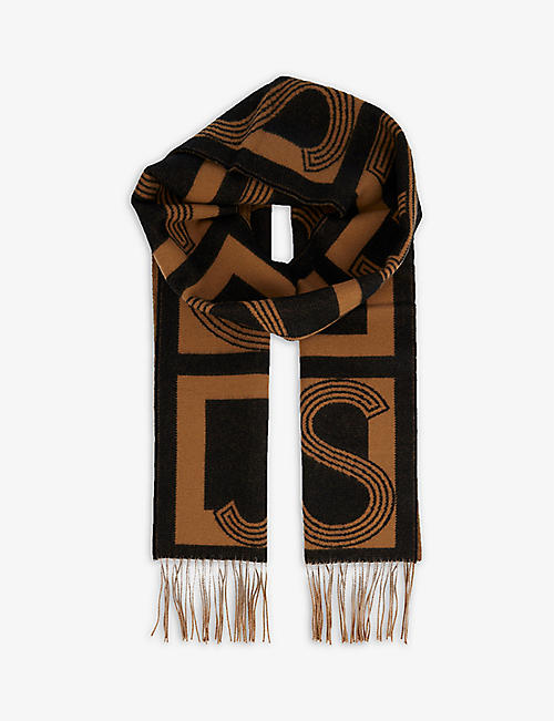 JOSEPH: Aisa Alphabet graphic-print wool and silk-blend scarf