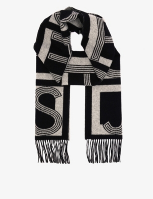 Alphabet wool and cashmere-blend scarf