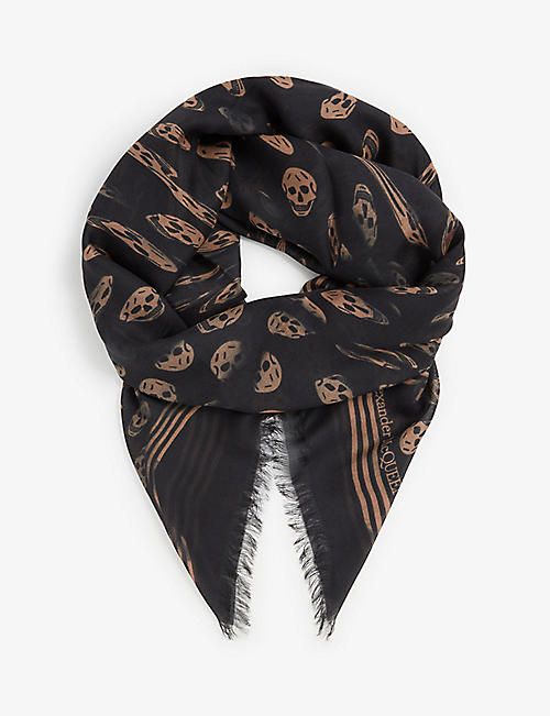 ALEXANDER MCQUEEN: Biker skull-print woven scarf