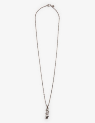 ALEXANDER MCQUEEN - Skull Safety Pin silver-toned brass necklace ...