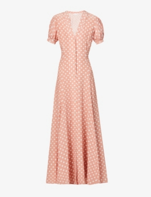 Caroline Constas Bel Polka-dot Silk Crepe De Chine Maxi Dress In Blush ...