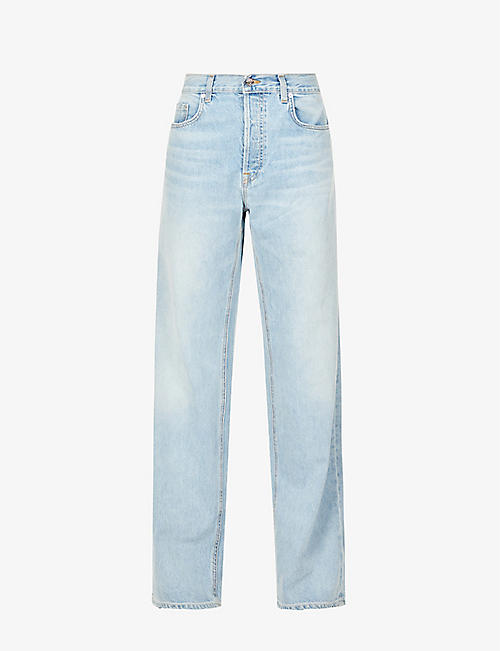 GRLFRND: Lauren wide-leg high-rise recycled cotton-blend jeans