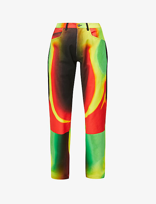 AGR: Abstract-print regular-fit straight jeans