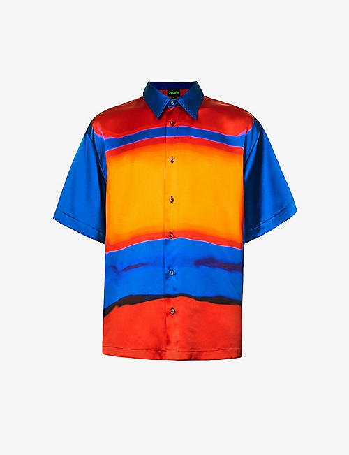 AGR: Rothko abstract-print relaxed-fit silk-satin shirt