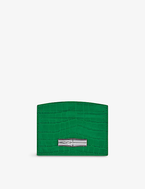 LONGCHAMP: Roseau croc-embossed leather card holder