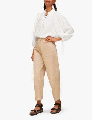 Shop Whistles Tie-neck Relaxed-fit Woven Shirt In White