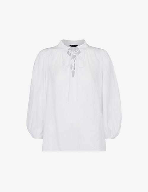 WHISTLES: Tie-neck relaxed-fit woven shirt