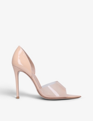 Gianvito Rossi Womens Blush Bree D'orsay Leather And Pvc Heeled Sandals