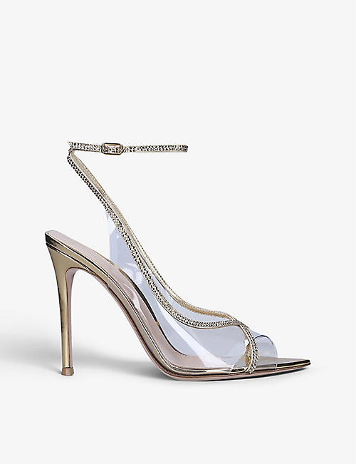 GIANVITO ROSSI: Crystelle crystal-embellished PVC heeled sandals