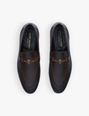 KURT GEIGER LONDON: Ali eagle head embellished leather loafers