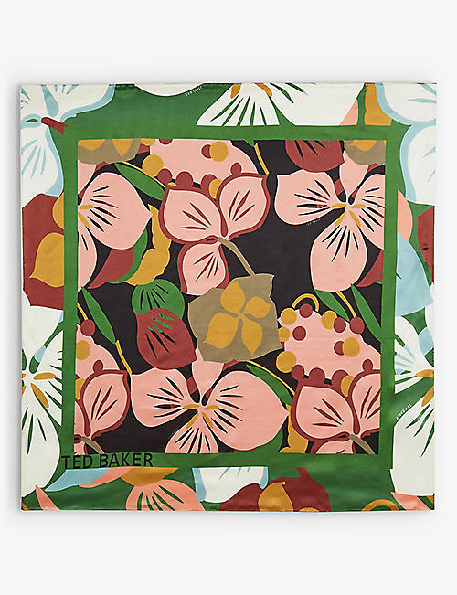 TED BAKER: Floral-print silk scarf