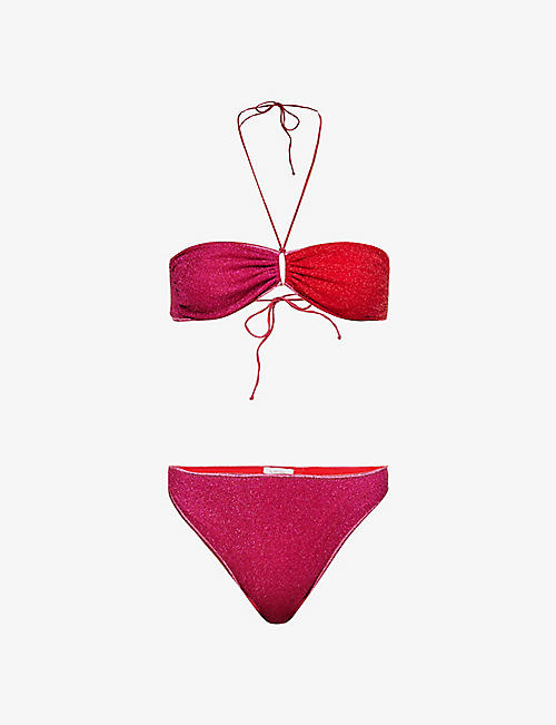 OSEREE: Lumi bandeau metallic-woven bikini set