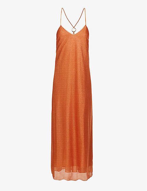 OSEREE: Lumiere metallic stretch-woven maxi dress