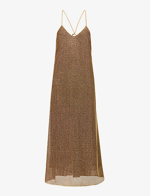 OSEREE: Lumiere metallic stretch-woven maxi dress
