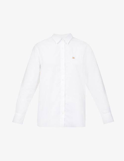MAISON KITSUNE: Fox-embroidered boxy-fit cotton-poplin shirt