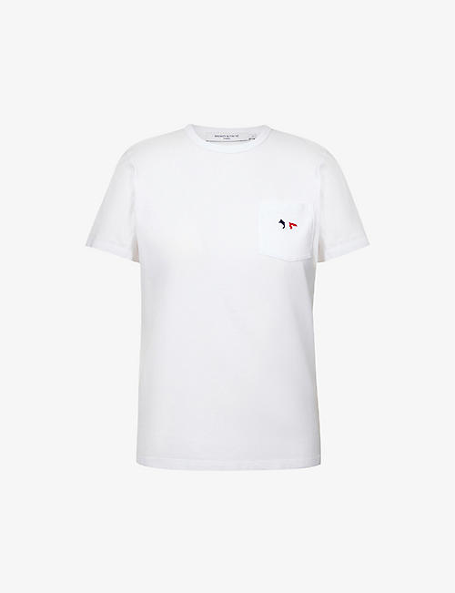 MAISON KITSUNE: Fox-embroidered cotton-jersey T-shirt