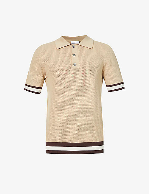 CHE: Quinn stripe-trimmed cotton-knit polo shirt