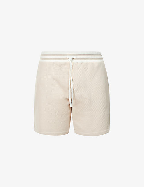 CHE: Lounge stripe-trimmed organic cotton-knit shorts