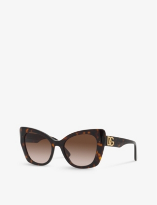 Shop Dolce & Gabbana Women's Brown Dg4405 Butterfly-frame Acetate Sunglasses