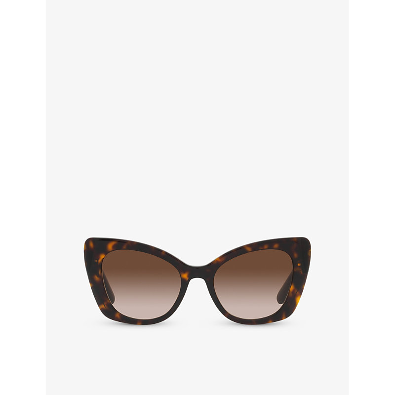 Shop Dolce & Gabbana Women's Brown Dg4405 Butterfly-frame Acetate Sunglasses