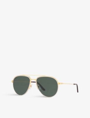 Cartier Womens Gold Ct0325s Gold-tone Metal Aviator Sunglasses In Gold