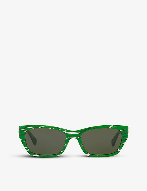 BOTTEGA VENETA: BV1143S acetate rectangular-frame sunglasses
